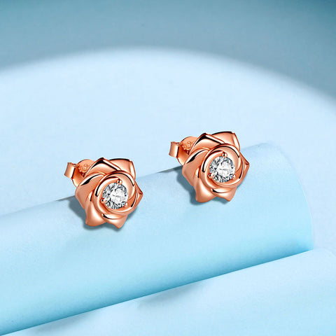 Boucles d'oreilles à clous en forme de Rose 3D, cadeaux d'anniversaire pour femmes et filles, en argent Sterling 925