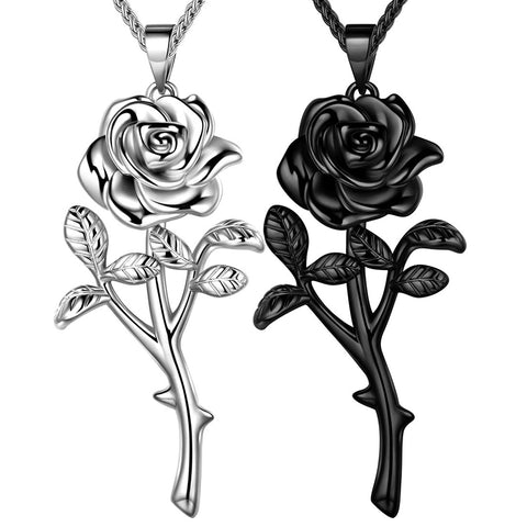 3D Flower Gothic Vintage Rose Necklaces Pendant Romantic Women Grils Jewelry Gifts