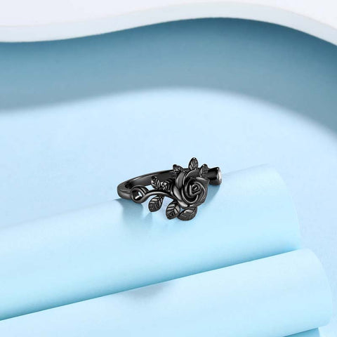 Anillo de flor rosa en 3D, joyería para mujeres y niñas, anillo abierto de plata de ley 925