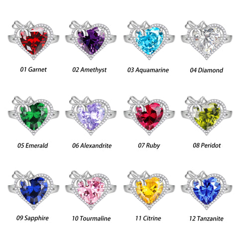 6Ct Heart Women Ring Bow Kont Ribbon 925 Sterling Silver August Birthstone Peridot Adjustable Ring Jewelry Wife Mother Christmas Birthday Valentine Gift - Aurora Tears