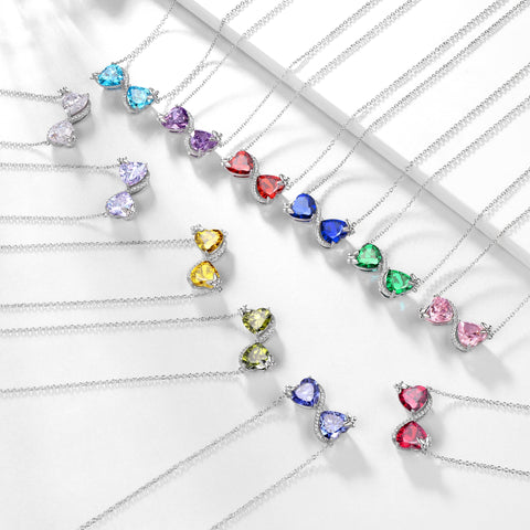Women Infinity Heart Butterfly Necklace September Birthstone Sapphire Blue Pendant Jewelry Christmas Birthday Gift for Mother Wife Daughter - Aurora Tears