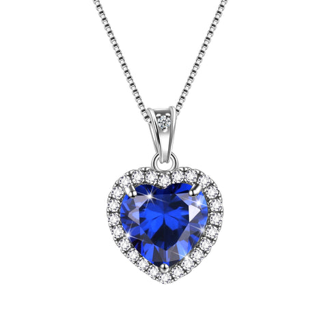 Colar Coração Feminino com Pingente de Pedra de Nascimento, Joia Ideal para Presente de Aniversário, Prata de Lei 925
