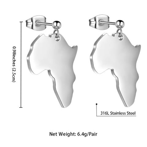 African Map Drop Earring Women Men Jewelry Gift 925 Sterling Silver