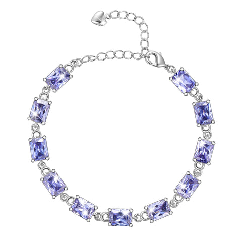 Juwaliy 18K White Gold Plated Tennis Bracelets for Women Birthstone Jewelry Birthday Gifts for Wife Mother Daughter