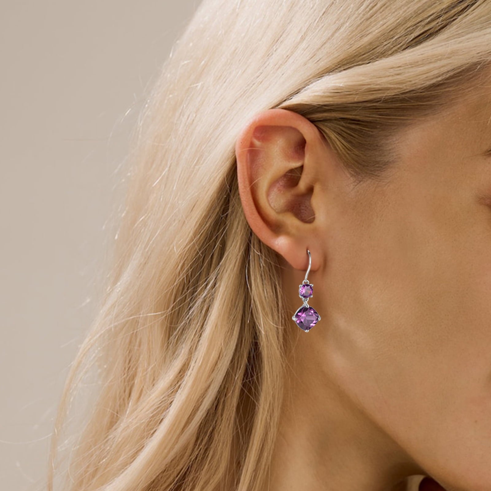 Women February Birthstone Earrings 925 Sterling Silver Hanging Drop Earrings Amethyst Purple Jewelry Christmas Valentine's Day Gift - Aurora Tears