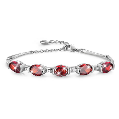 Juwaliy 18K White Gold Plated Bracelets for Women,Birthstone Jewelry Birthday Gifts for Wife Daughter Mom