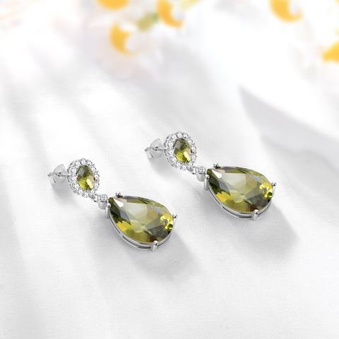10Ct Women Earrings Dangling Teardrop 925 Sterling Silver August Birthstone Earrings Peridot Jewelry Birthday Xmas Mother's Day Gift - Aurora Tears