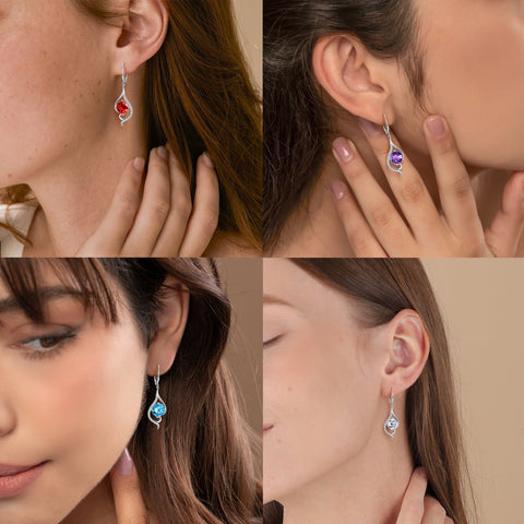 Women Dangle Earrings April Birthstone Earrings Sterling Silver Leverback Diamond Bridal Jewelry Mermaid Tail Wife Birthday Valentines Mother's Day Gift for Her - Aurora Tears