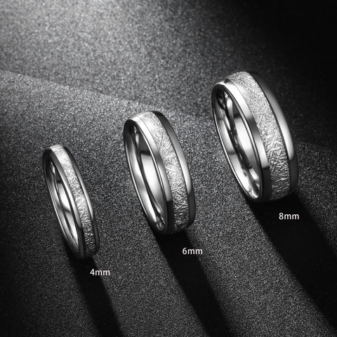 Bague en tungstène avec incrustation de météorite