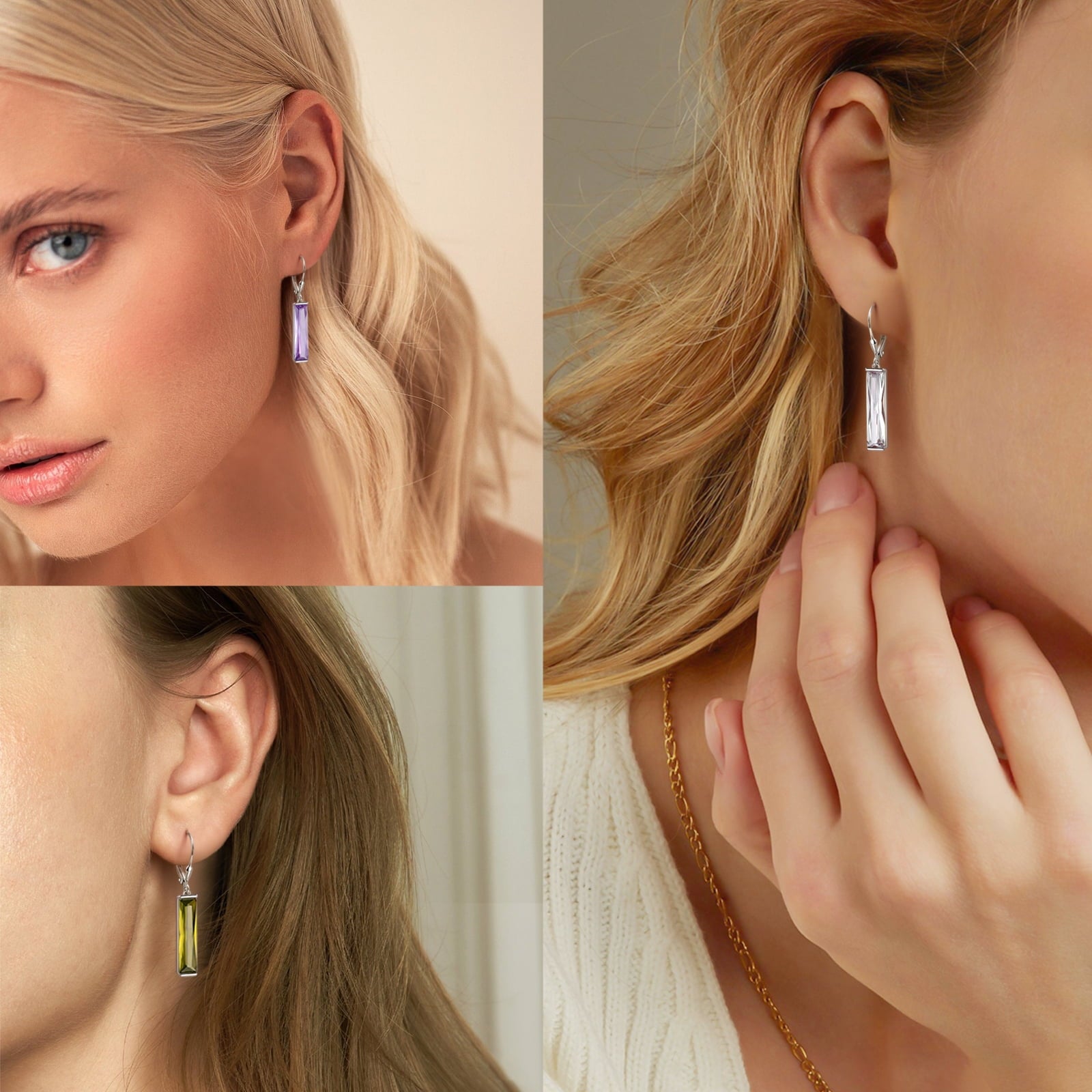 925 Sterling Silver Women Earrings Dangle Leverback Earrings August Birthstone Peridot CZ Jewelry Birthday Mother's Day Gift - Aurora Tears