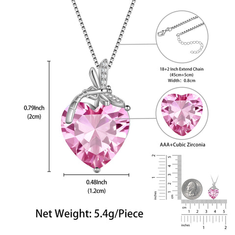 Dragonfly Necklace Heart October Birthstone Necklace Tourmaline 925 Sterling Silver Pendant Pink Jewelry Women Birthday Christmas Mother's Day Gift - Aurora Tears