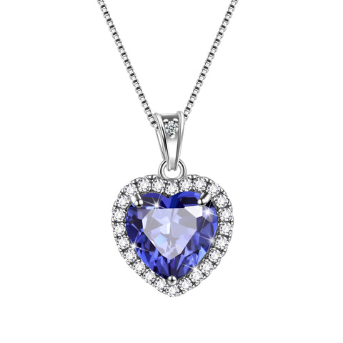 Colar Coração Feminino com Pingente de Pedra de Nascimento, Joia Ideal para Presente de Aniversário, Prata de Lei 925