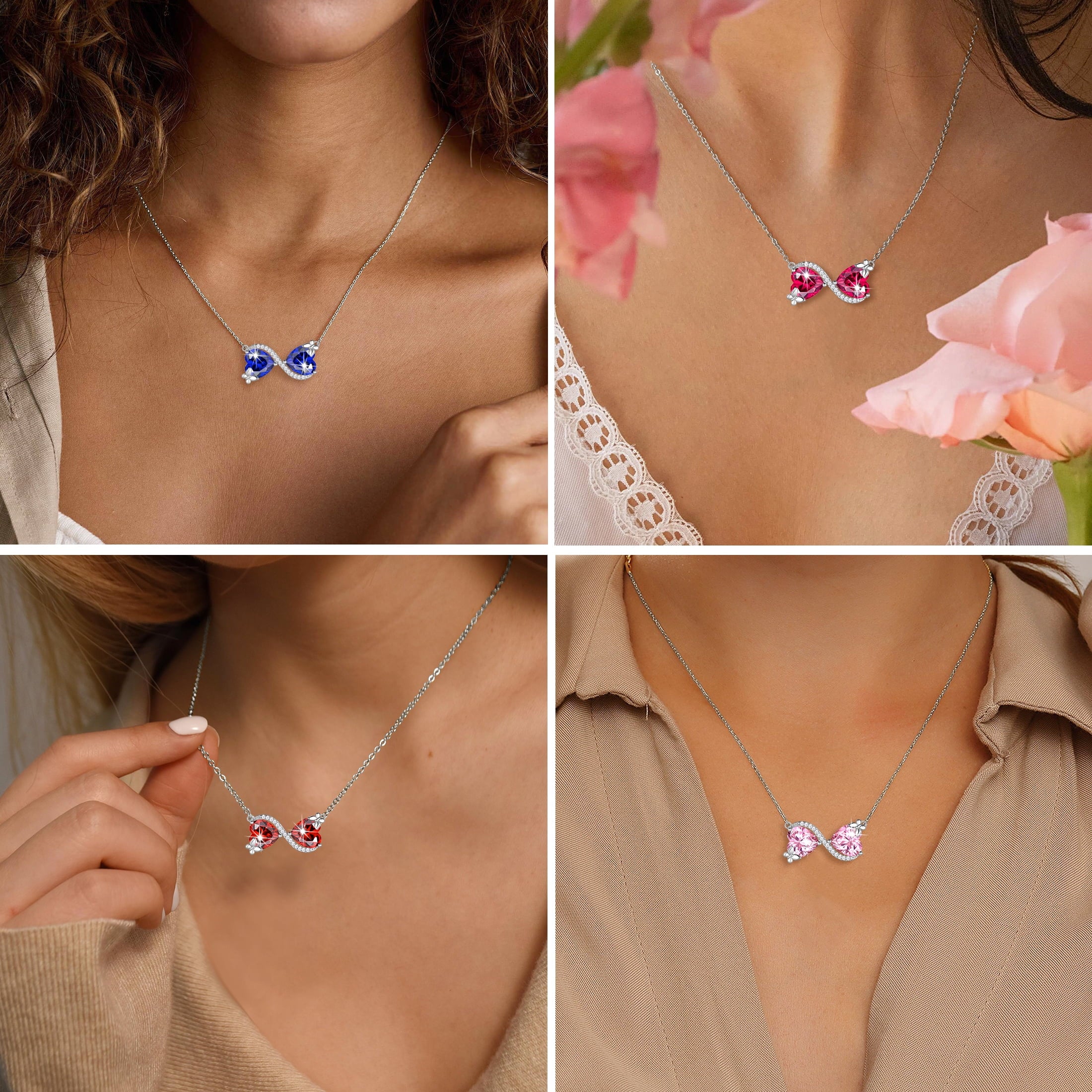 Women Infinity Heart Butterfly Necklace September Birthstone Sapphire Blue Pendant Jewelry Christmas Birthday Gift for Mother Wife Daughter - Aurora Tears