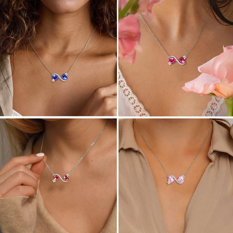 Women Infinity Heart Butterfly Necklace September Birthstone Sapphire Blue Pendant Jewelry Christmas Birthday Gift for Mother Wife Daughter - Aurora Tears
