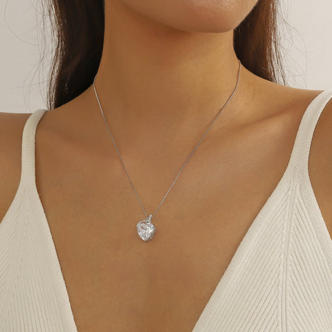 Dragonfly Necklace Heart April Birthstone Necklace Diamond CZ 925 Sterling Silver Pendant White Jewelry Women Birthday Christmas Mother's Day Gift - Aurora Tears