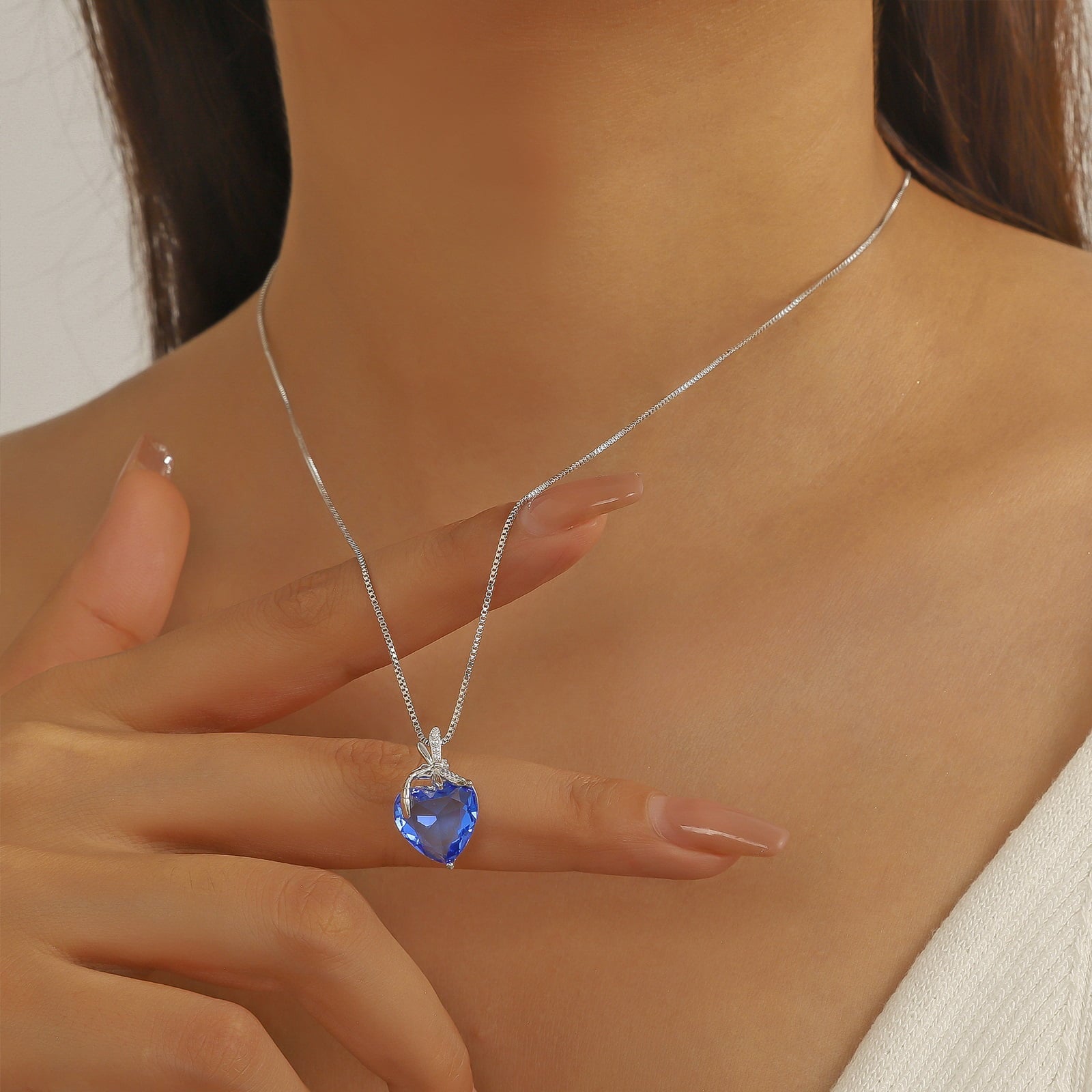 Dragonfly Necklace Blue Heart December Birthstone Necklace Tanzanite 925 Sterling Silver Pendant Jewelry Women Birthday Christmas Mother's Day Gift - Aurora Tears