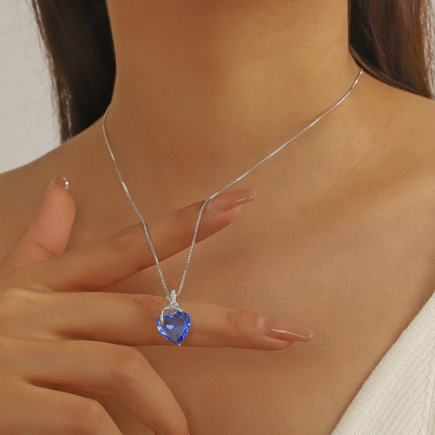 Dragonfly Necklace Blue Heart December Birthstone Necklace Tanzanite 925 Sterling Silver Pendant Jewelry Women Birthday Christmas Mother's Day Gift - Aurora Tears