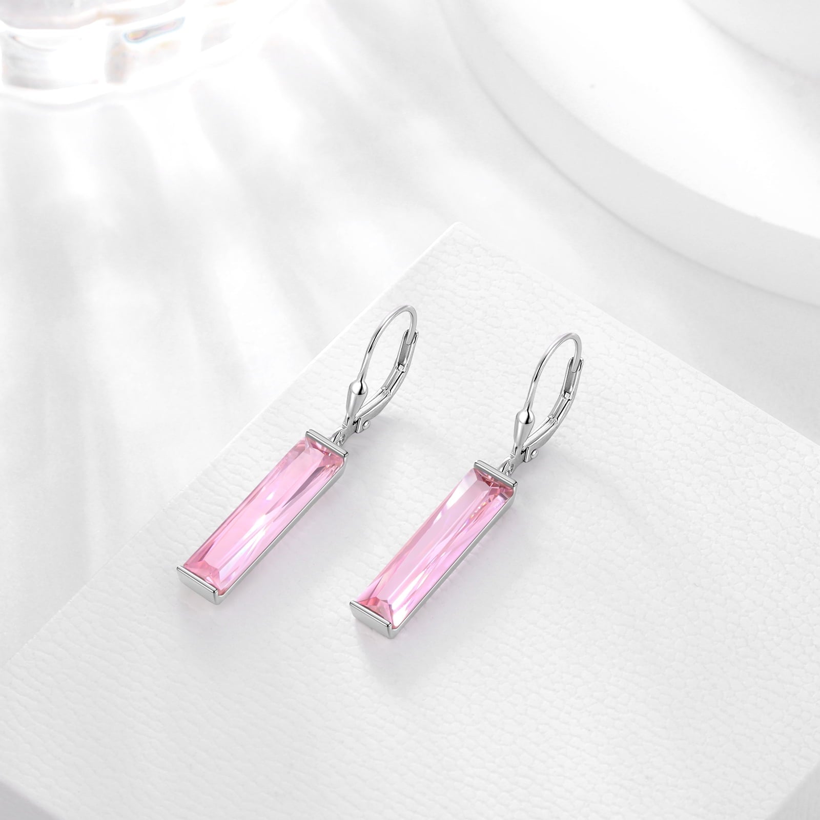 Women Dangle Earrings 925 Sterling Silver October Birthstone Leverback Hanging Tourmaline Pink Jewelry Mom Valentine's Day Gift - Aurora Tears
