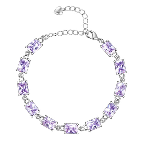 Juwaliy 18K White Gold Plated Tennis Bracelets for Women Birthstone Jewelry Birthday Gifts for Wife Mother Daughter