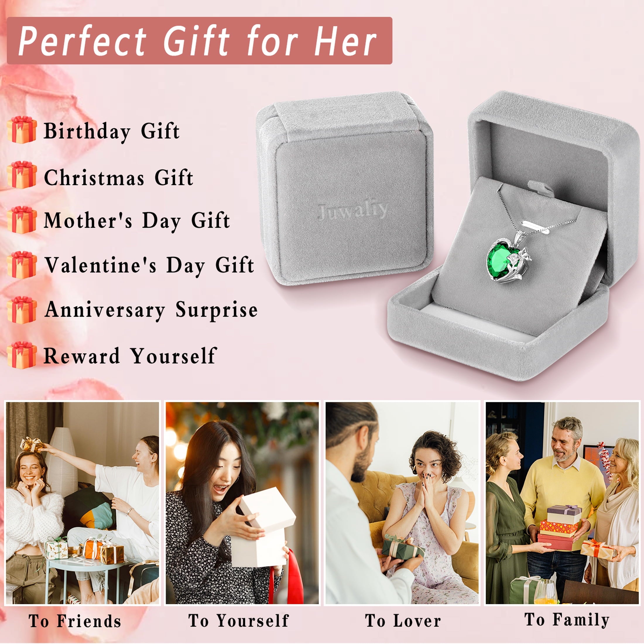 Women Heart Necklace Butterfly Rose Flower Pendant December Tanzanite Blue Jewelry 925 Sterling Silver Wife Mother Christmas Valentines Gifts - Aurora Tears