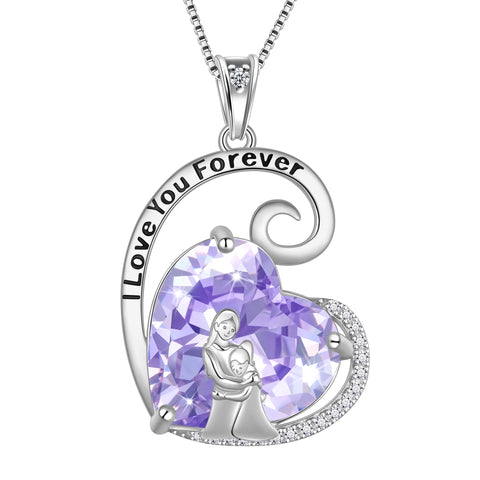 Collier mère-fille en argent sterling 925 avec pierre de naissance en forme de cœur, cadeau pour la fête des mères