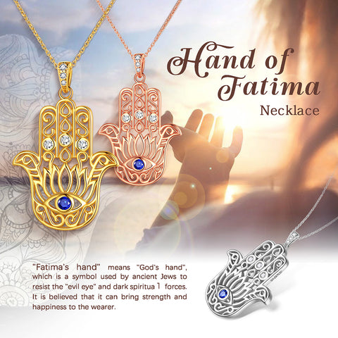 Blue Evil Eye Necklace Men Women Jewelry Gifts Lotus Fatima Hamsa Hand Pendant 925 Sterling Silver - Aurora Tears Jewelry