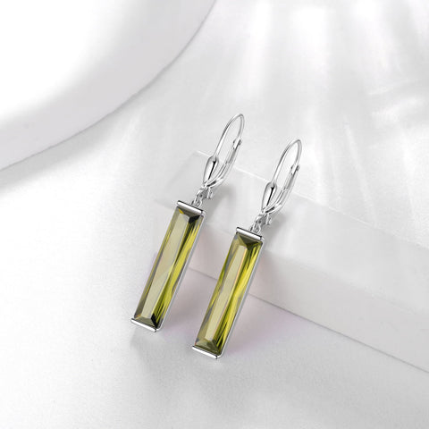 925 Sterling Silver Women Earrings Dangle Leverback Earrings August Birthstone Peridot CZ Jewelry Birthday Mother's Day Gift - Aurora Tears