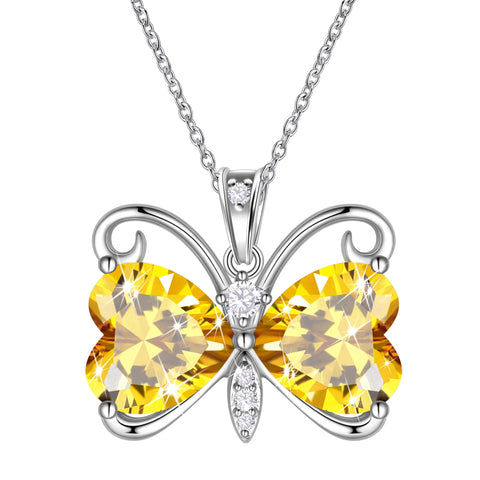 Women Butterfly Necklace Heart Birthstone Pendant Jewelry Birthday Christmas Mother's Day Gift