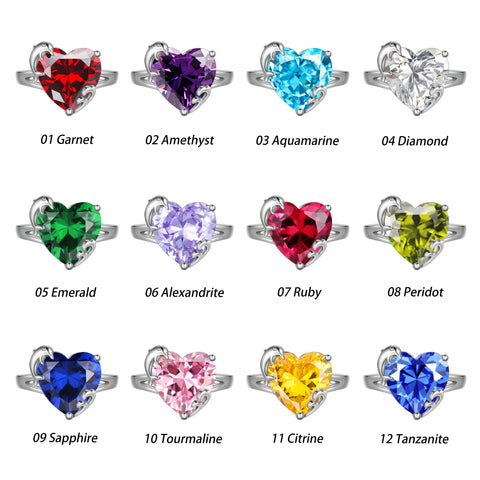 9Ct Women Heart Ring 925 Sterling Silver Dolphin July Birthstone Ruby Red Solitaire Ring Jewelry Mother Birthday Valentine's Day Gift - Aurora Tears