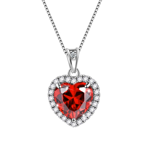 Colar Coração Feminino com Pingente de Pedra de Nascimento, Joia Ideal para Presente de Aniversário, Prata de Lei 925