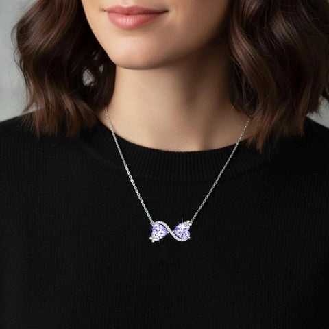 Women Infinity Heart Butterfly Necklace June Birthstone Necklace Alexandrite Purple Pendant Jewelry Birthday Gifts for Mother Wife Daughter - Aurora Tears