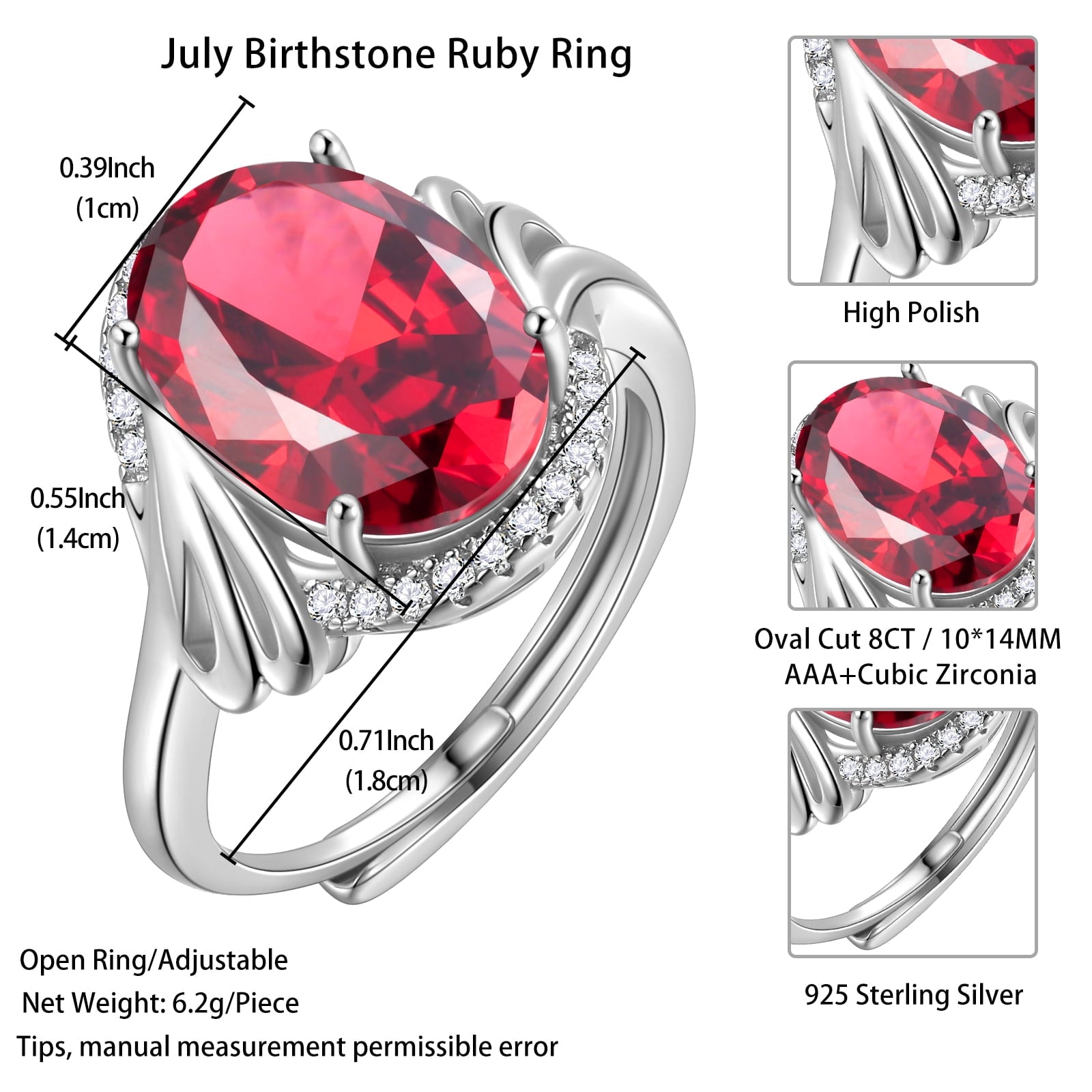 8Ct Oval Ruby Women Ring 925 Sterling Silver Halo July Birthstone Red Band Jewelry Mother Grandma Birthday Xmas Valentine's Day Gift - Aurora Tears