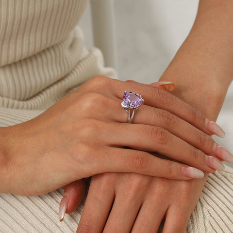 9Ct Women Heart Ring 925 Sterling Silver Dolphin June Birthstone Alexandrite Solitaire Ring Jewelry Birthday Gift for Mother - Aurora Tears