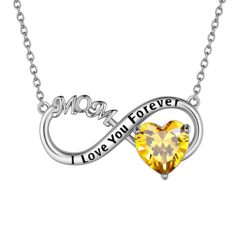 Mom Necklace Heart Birthstone Pendant Women Mother's Day Gifts Infinite Birthday Jewelry
