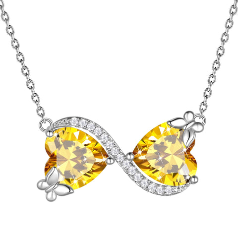 Collier pendentif papillon cœur infini pour femme, pierre de naissance, bijou cadeau d'anniversaire ou de fête des mères