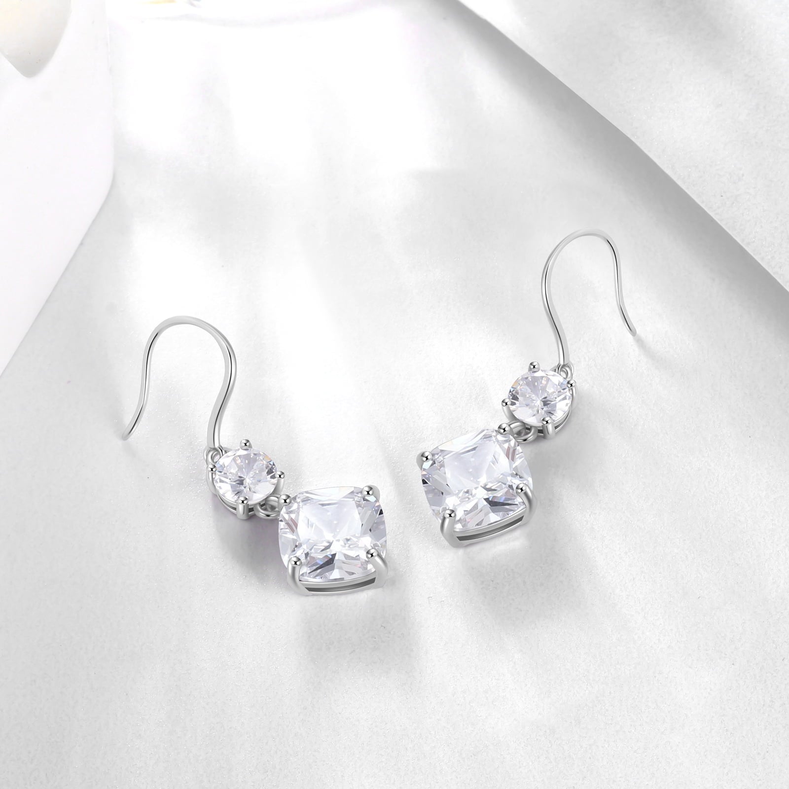 925 Sterling Silver Hook Women Dangle Earrings April Birthstone Earrings Diamond Crystal Wedding Bridal Jewelry Valentine's Day Gift - Aurora Tears