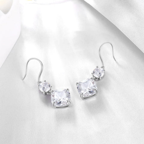 925 Sterling Silver Hook Women Dangle Earrings April Birthstone Earrings Diamond Crystal Wedding Bridal Jewelry Valentine's Day Gift - Aurora Tears