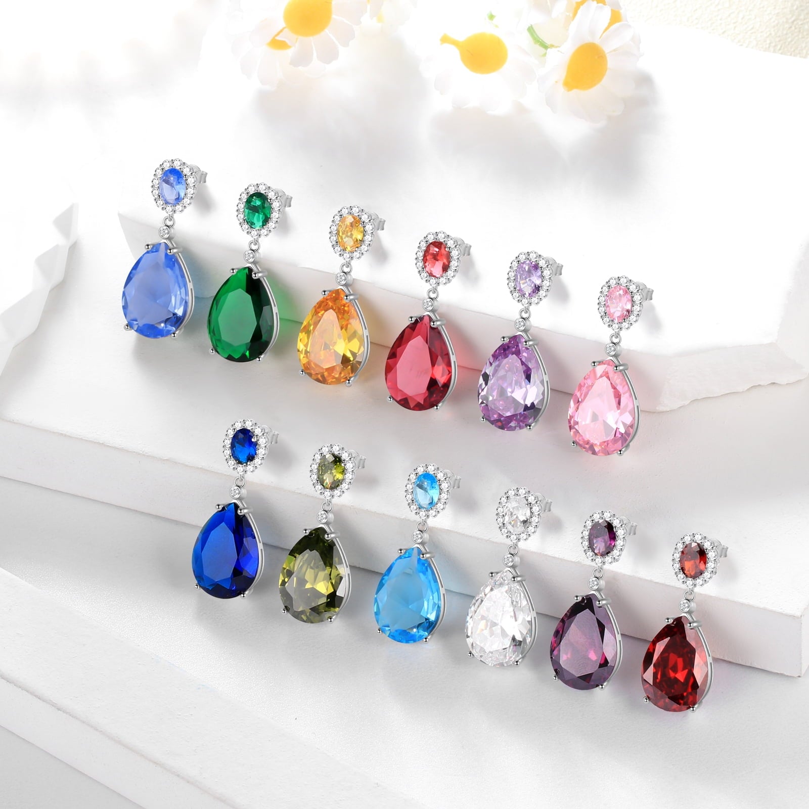 10Ct Women Teardrop Earrings 925 Sterling Silver November Birthstone Dangle Earrings Citrine Yellow 925 Sterling Silver Jewelry Christmas Birthday Gift for Mother - Aurora Tears