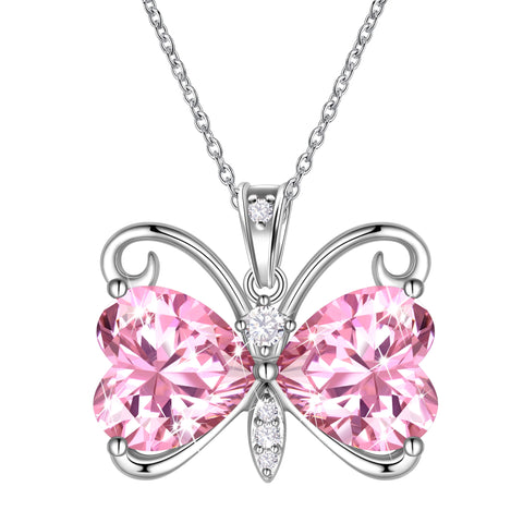 Women Butterfly Necklace Heart Birthstone Pendant Jewelry Birthday Christmas Mother's Day Gift