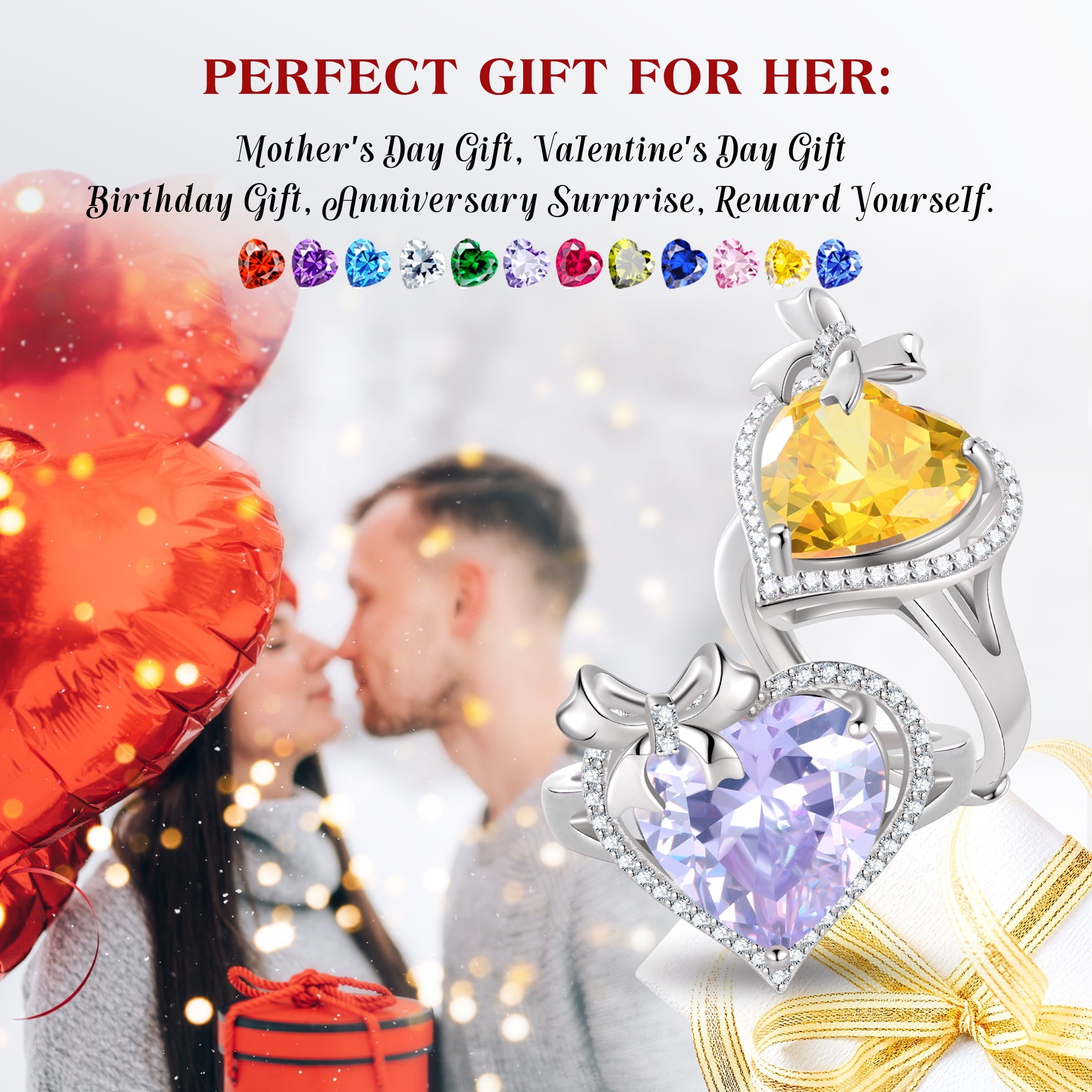 6Ct Heart Women Ring Bow Kont Ribbon 925 Sterling Silver September Birthstone Blue Sapphire Ring Jewelry Mom Wife Valentines Birthday Mother's Day Gift - Aurora Tears