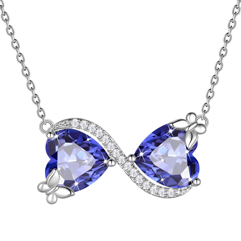 Collier pendentif papillon cœur infini pour femme, pierre de naissance, bijou cadeau d'anniversaire ou de fête des mères