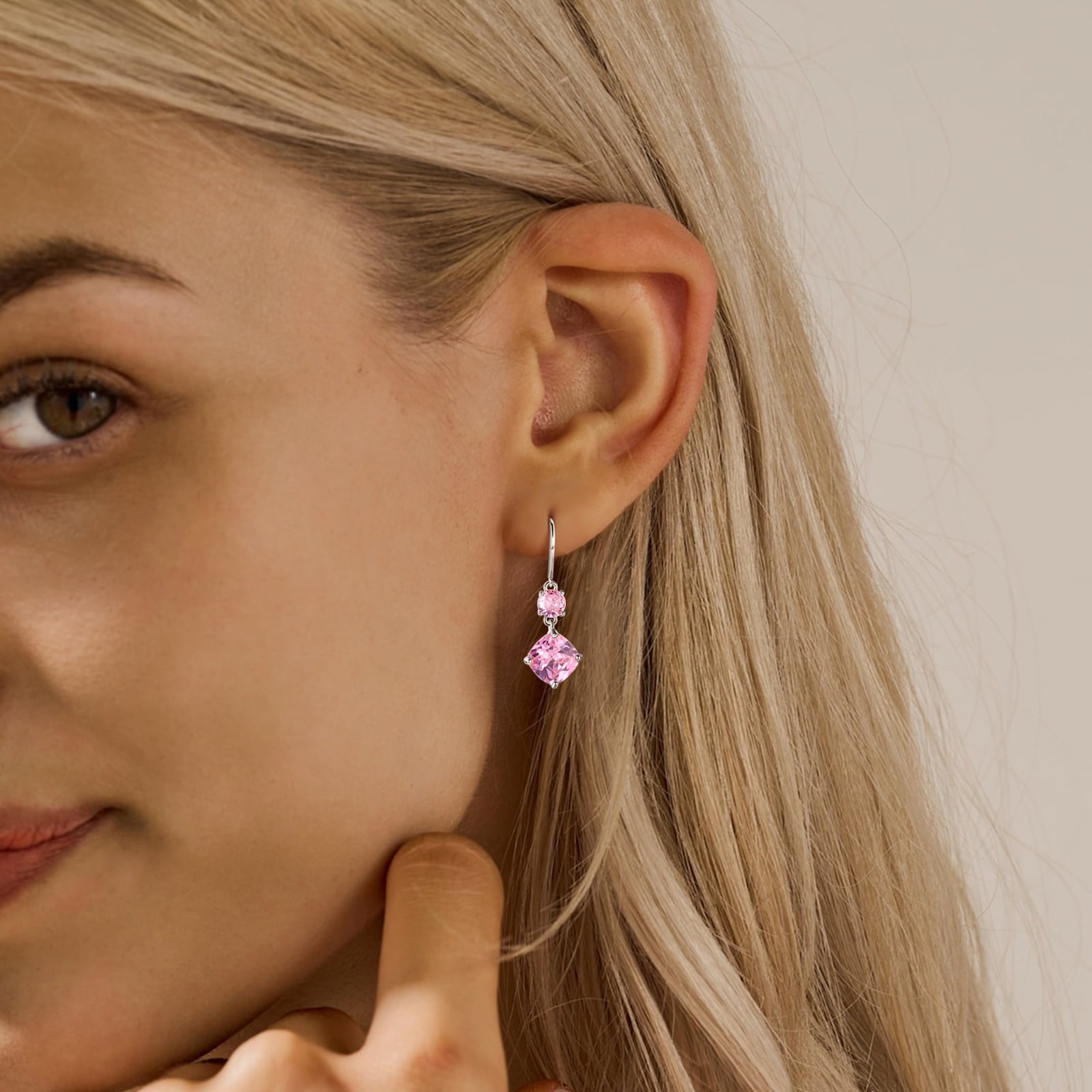 Women Dangle Earrings Pink Tourmaline October Birthstone Earring 925 Sterling Silver Hook Jewelry Birthday Christmas Valentine's Day Gift - Aurora Tears