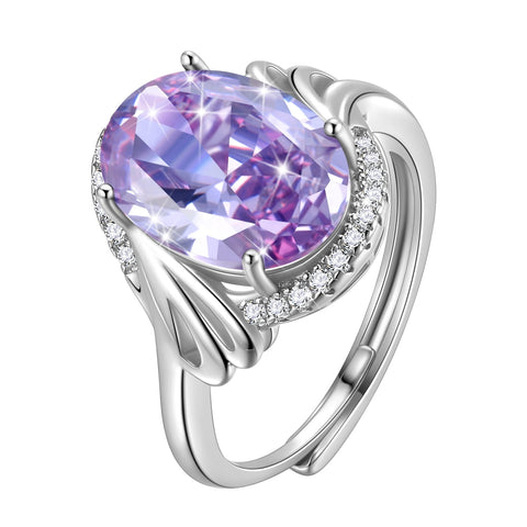 Ring aus 925er Sterlingsilber, oval, 8 Karat, Geburtsstein, verstellbar, Schmuck, Geschenke für Mutter und Oma