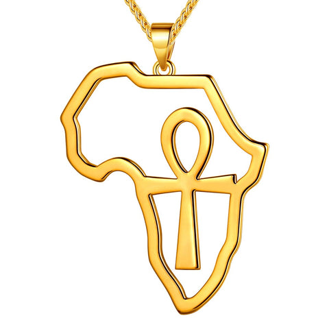 Africa Map Egypt Ankh Cross Necklace Pendant Men Womens Jewelry 925 Sterling Silver