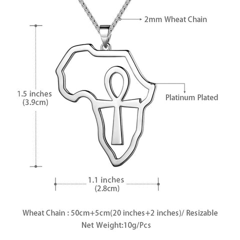Africa Map Egypt Ankh Cross Necklace Pendant Men Womens Jewelry 925 Sterling Silver