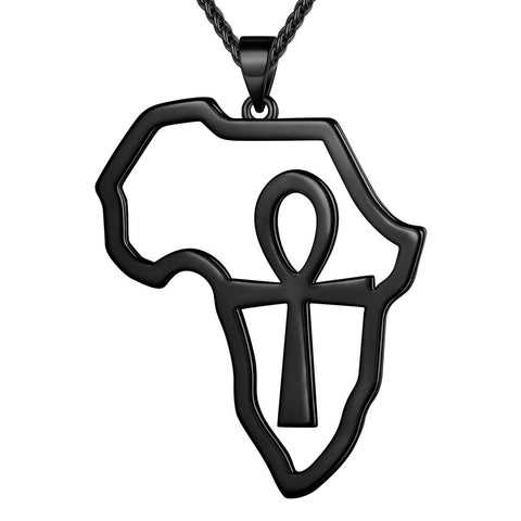 Africa Map Egypt Ankh Cross Necklace Pendant Men Womens Jewelry 925 Sterling Silver