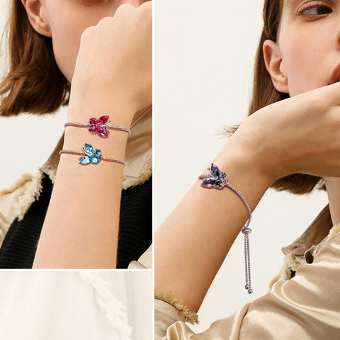 Pulseira feminina de borboleta com pedra de nascimento, joia para presente de meninas, prata esterlina 925