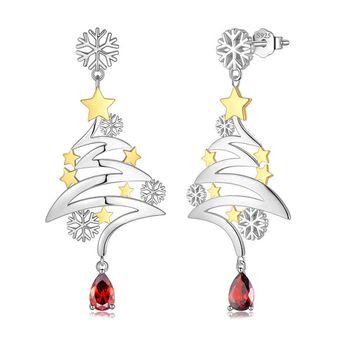 Orecchini pendenti a forma di albero di Natale in argento sterling 925, gioielli di bigiotteria natalizia, regali per donne, ragazze e figlie