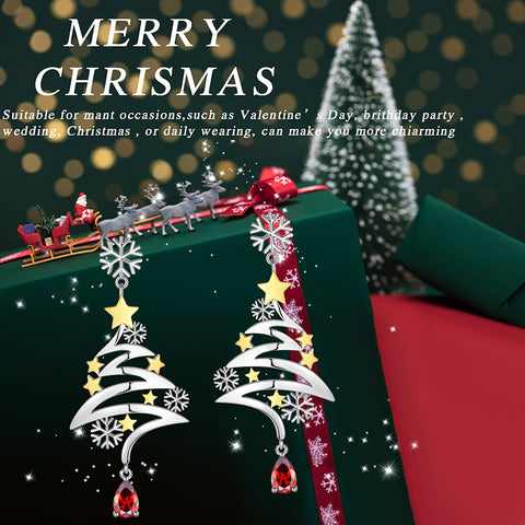Orecchini pendenti a forma di albero di Natale in argento sterling 925, gioielli di bigiotteria natalizia, regali per donne, ragazze e figlie