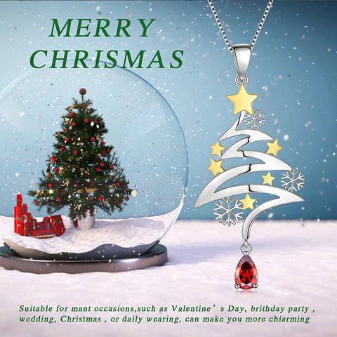 925 Sterling Silber Niedliche Weihnachtsbaum-Halskette Weihnachtskostümschmuck Geschenke für Frauen Mädchen Tochter